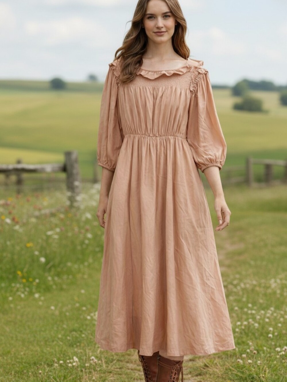 Minimal NWT Pink Smocked Bodice Dress – Size 20